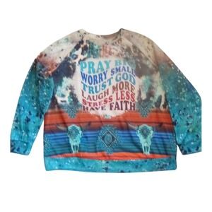 Graphic Sweatshirt Pray Big Worry Small Trust God Laugh More 2XL